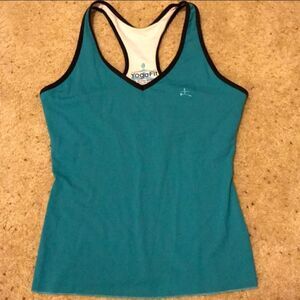 NWOT Yogafit Tank Teal Black Trim Large